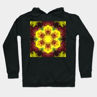 Psychedelic Mandala Flower Red Yellow and Green Hoodie